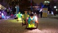 Children on sleds at South KoreaÃ¢â¬â¢s Jinju Namgang Yudeung Festival